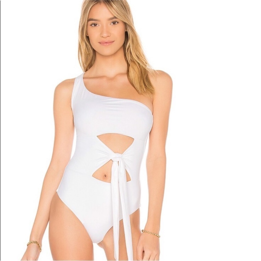 Jade Swim White Cutout one Piece bathing swim suit L